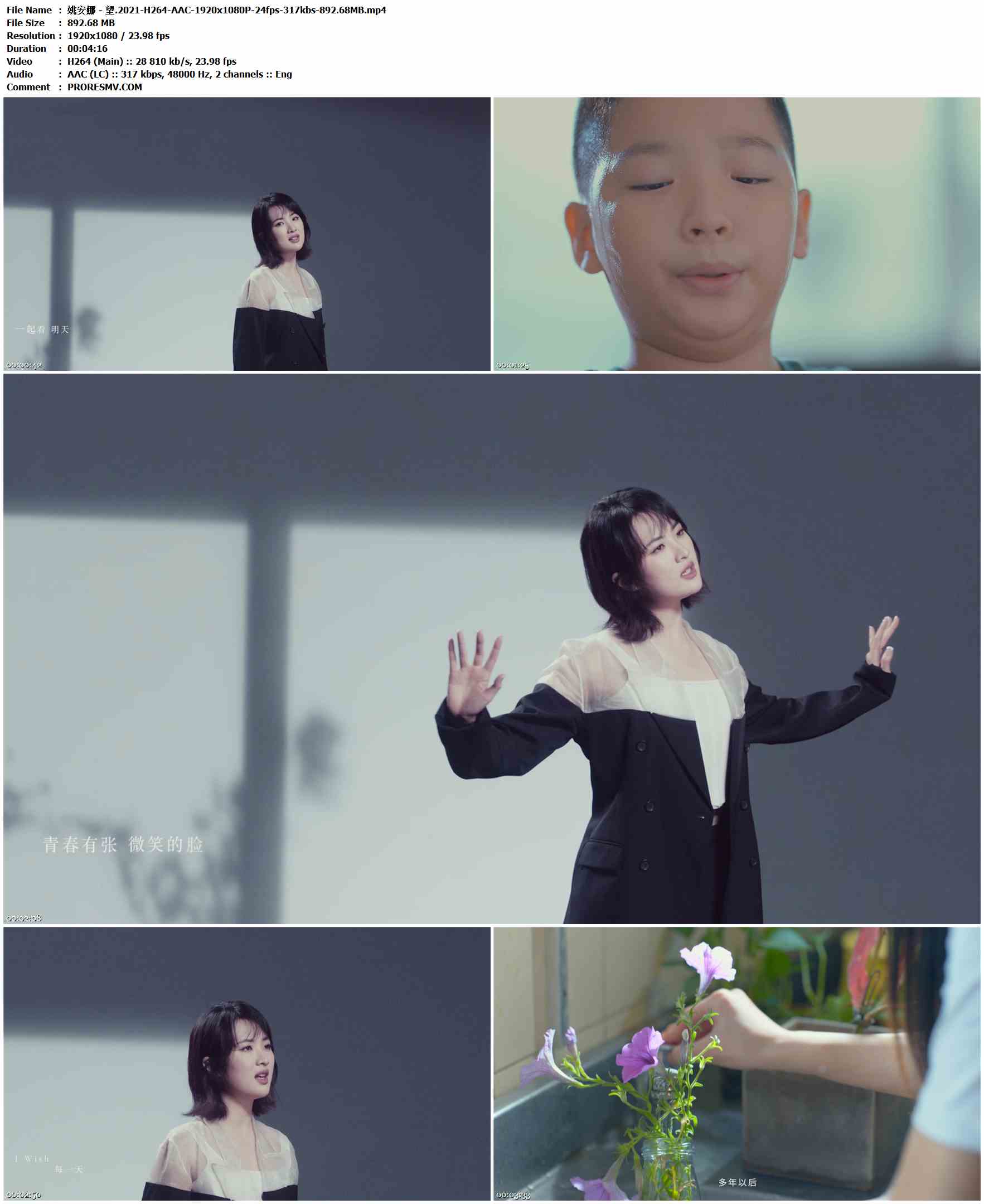 姚安娜 - 望.2021-H264-AAC-1920x1080P-24fps-317kbs-892.68MB官方MV_高清MV